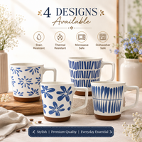 Cuire Blue Large Print Ceramic Coffee Mug | Mug for Him & Her | Perfect for Gifting | 450ml (Set of 1)