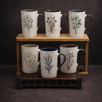 Cuire Green Coloured Floral Embossed Ceramic Coffee Mug | Mug for Him & Her | Perfect for Gifting | 320ml (Set of 1)