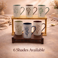 Cuire Mauve Coloured Floral Embossed Ceramic Coffee Mug | Mug for Him & Her | Perfect for Gifting | 320ml (Set of 1)