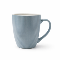 Cuire Light Blue Ribbed Ceramic Coffee Mug | Mug for Him & Her | Perfect for Gifting | 370ml (Set of 1)