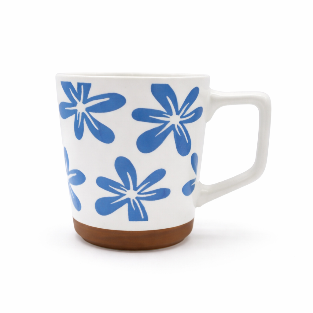 Cuire Blue Large Print Ceramic Coffee Mug | Mug for Him & Her | Perfect for Gifting | 450ml (Set of 1)