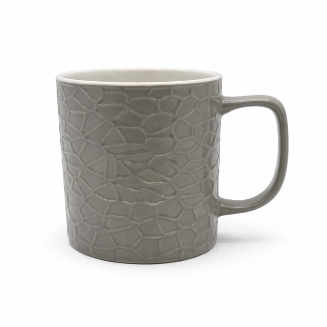 Cuire Stone Texture Grey Ceramic Coffee Mug | Mug for Him & Her | Perfect for Gifting | 350ml (Set of 1)