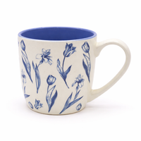 Cuire Floral Blue & White Ceramic Coffee Mug | Mug for Him & Her | Perfect for Gifting | 580ml (Set of 1)
