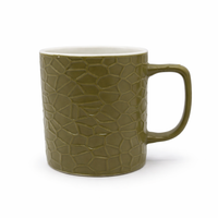Cuire Stone Texture Olive Green Ceramic Coffee Mug | Mug for Him & Her | Perfect for Gifting | 350ml (Set of 1)