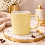 Cuire Stone Texture Pastel Yellow Ceramic Coffee Mug | Mug for Him & Her | Perfect for Gifting | 350ml (Set of 1)