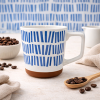 Cuire Blue Large Print Ceramic Coffee Mug | Mug for Him & Her | Perfect for Gifting | 450ml (Set of 1)