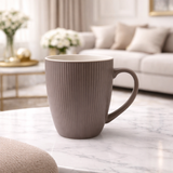 Cuire Grey Ribbed Ceramic Coffee Mug | Mug for Him & Her | Perfect for Gifting | 370ml (Set of 1)