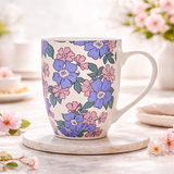 Cuire Black & White Floral Ceramic Coffee Mug | Mug for Him & Her | Perfect for Gifting | 350ml (Set of 1)