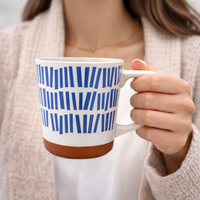 Cuire Blue Large Print Ceramic Coffee Mug | Mug for Him & Her | Perfect for Gifting | 450ml (Set of 1)