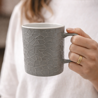 Cuire Stone Texture Grey Ceramic Coffee Mug | Mug for Him & Her | Perfect for Gifting | 350ml (Set of 1)