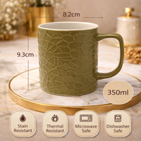 Cuire Stone Texture Olive Green Ceramic Coffee Mug | Mug for Him & Her | Perfect for Gifting | 350ml (Set of 1)