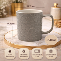 Cuire Stone Texture Grey Ceramic Coffee Mug | Mug for Him & Her | Perfect for Gifting | 350ml (Set of 1)