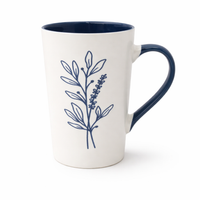 Cuire Blue Coloured Floral Embossed Ceramic Coffee Mug | Mug for Him & Her | Perfect for Gifting | 320ml (Set of 1)