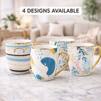 Cuire Golden Designer Ceramic Coffee Mug | Mug for Him & Her | Perfect for Gifting | 370ml (Set of 1)