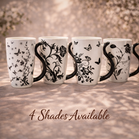 Cuire Floral White with Black Butterfly Ceramic Coffee Mug | Mug for Him & Her | Perfect for Gifting | 400ml (Set of 1)