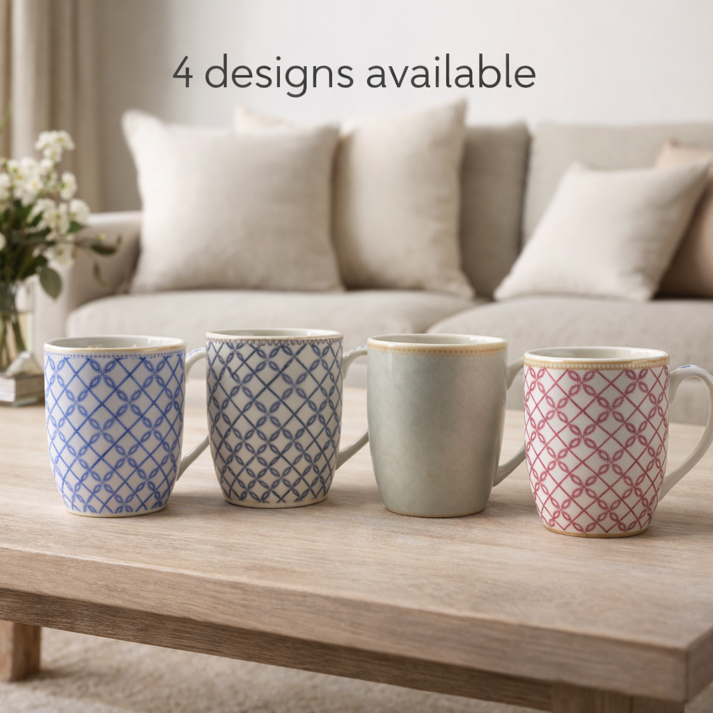Cuire Lattice Ceramic Coffee Mug | Mug for Him & Her | Perfect for Gifting | 370ml (Set of 1)