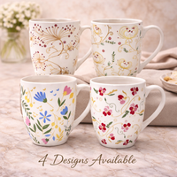 Cuire Ceramic Floral Wildflower Coffee Mug | Mug for Him & Her | Perfect for Gifting | 350ml (Set of 1)