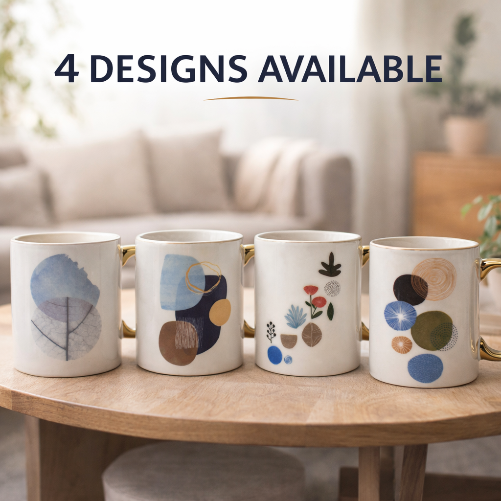 Cuire Golden Watercolour Design Ceramic Coffee Mug | Mug for Him & Her | Perfect for Gifting | 360ml (Set of 1)