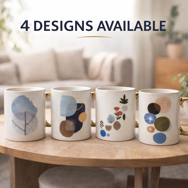 Cuire Golden Watercolour Design Ceramic Coffee Mug | Mug for Him & Her | Perfect for Gifting | 360ml (Set of 1)