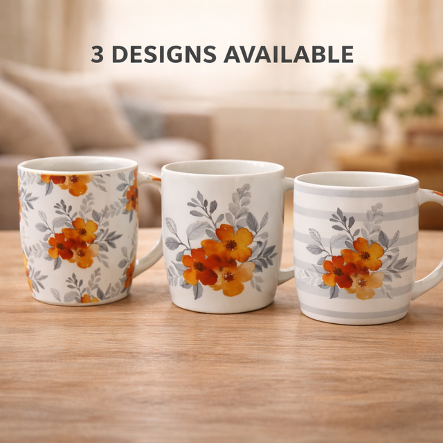 Cuire Floral Ceramic Coffee Mug | Mug for Him & Her | Perfect for Gifting | 350ml (Set of 1)