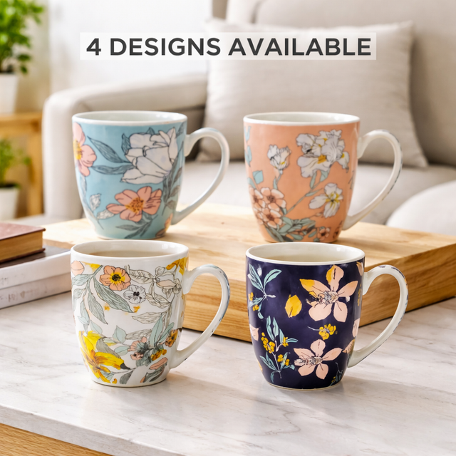 Cuire Floral Ceramic Coffee Mug | Mug for Him & Her | Perfect for Gifting | 350ml (Set of 1)