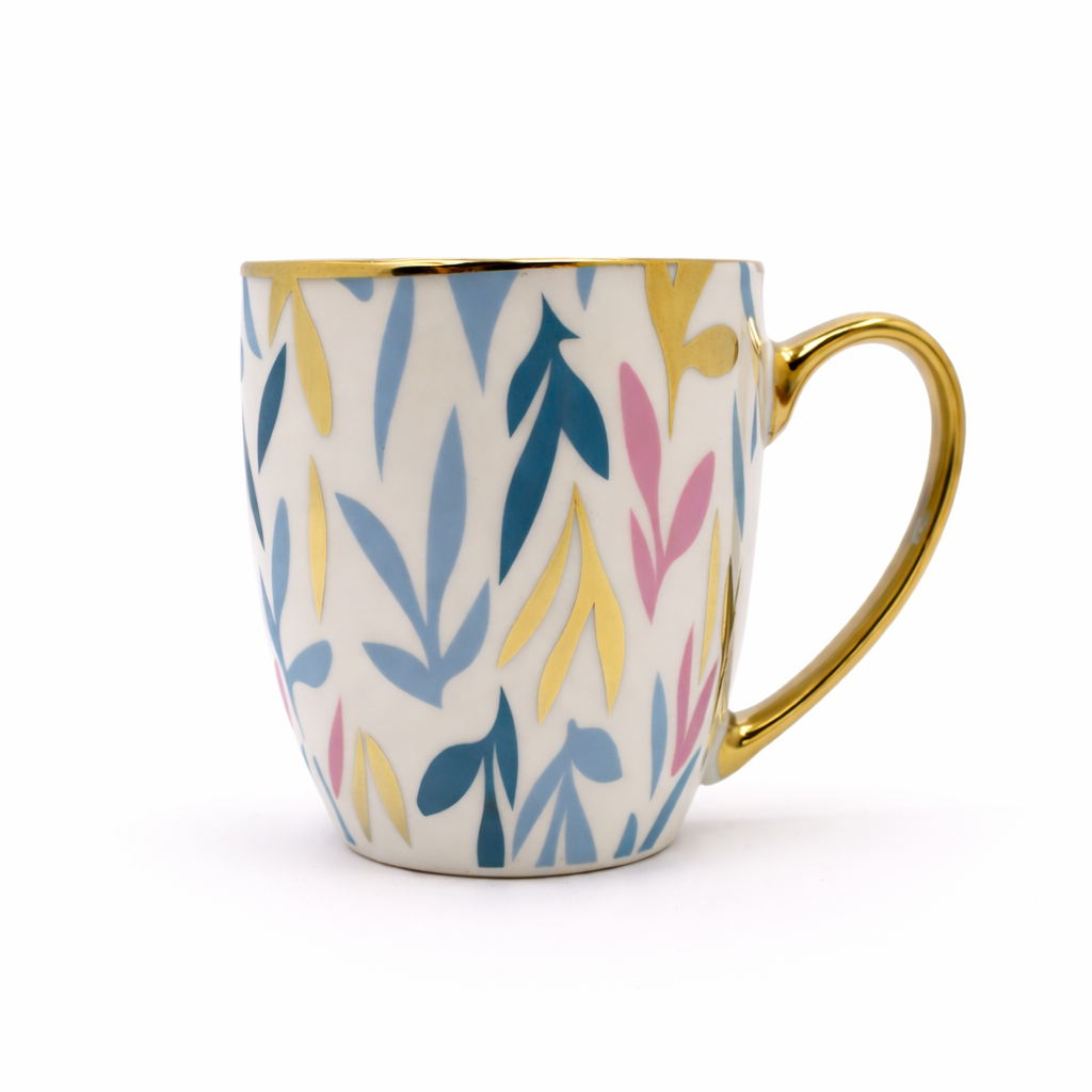 Cuire Golden Designer Ceramic Coffee Mug | Mug for Him & Her | Perfect for Gifting | 370ml (Set of 1)