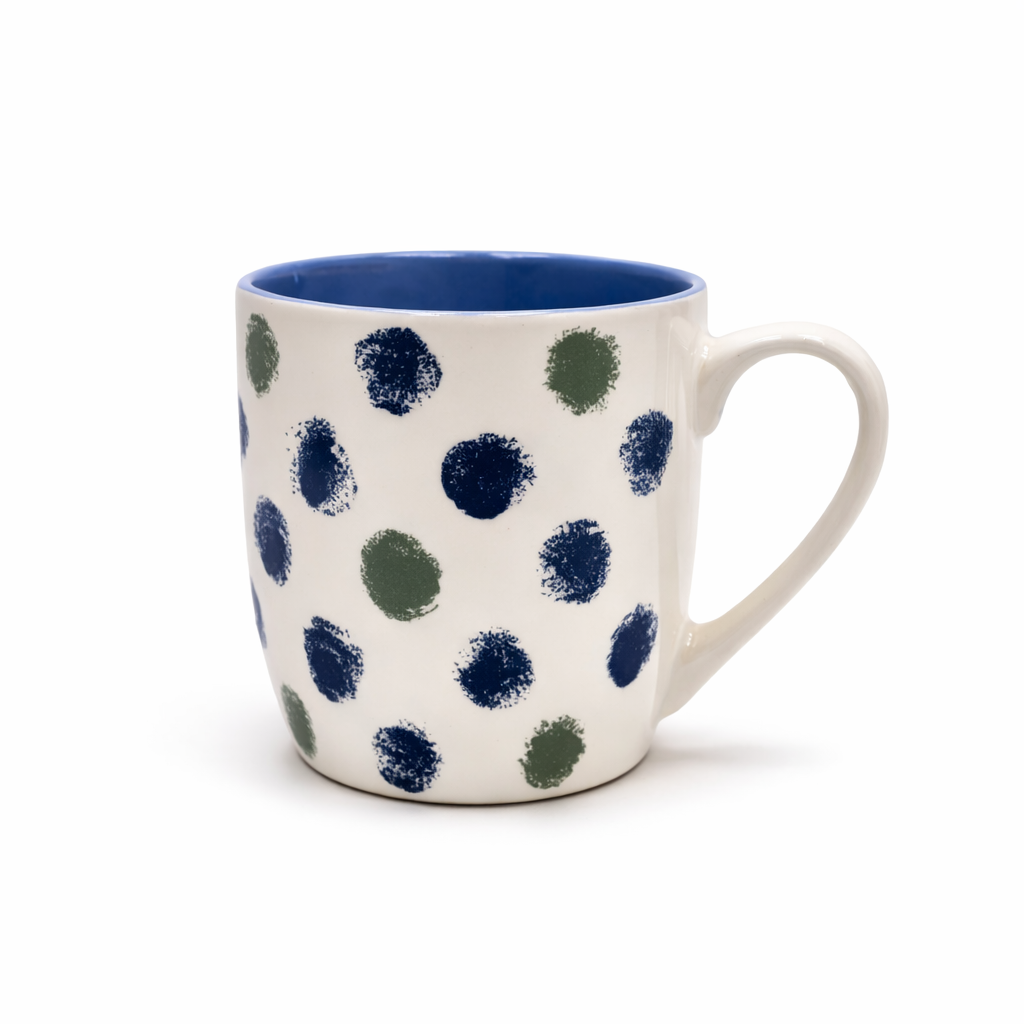 Cuire Polka Dots White Ceramic Coffee Mug | Mug for Him & Her | Perfect for Gifting | 580ml (Set of 1)
