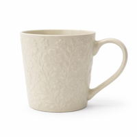 Cuire Floral Embossed White Ceramic Coffee Mug | Mug for Him & Her | Perfect for Gifting | 520ml (Set of 1)