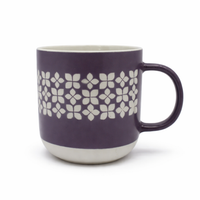 Cuire Purple Floral Ceramic Coffee Mug | Mug for Him & Her | Perfect for Gifting | 365ml (Set of 1)
