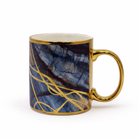 Cuire Blue and Golden Veins Design Ceramic Coffee Mug | Mug for Him & Her | Perfect for Gifting | 340ml (Set of 1)