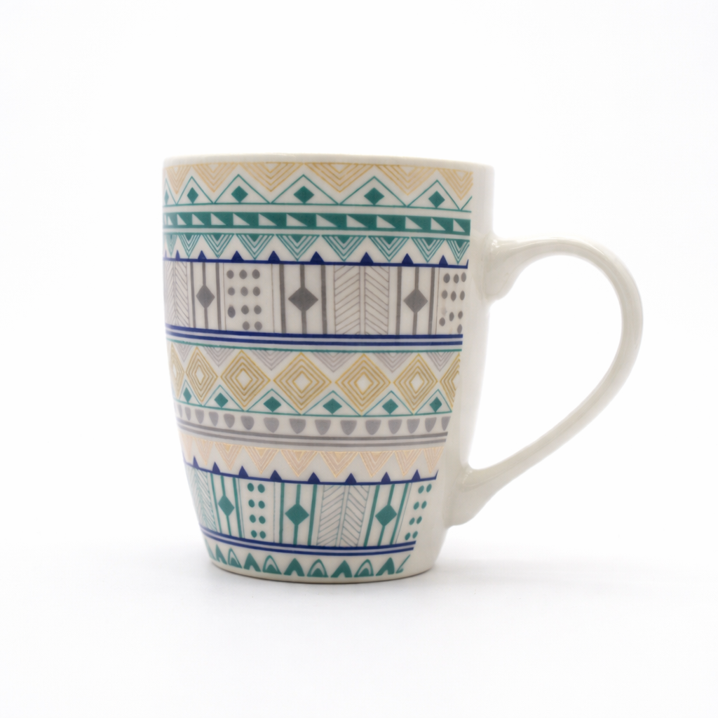 Cuire Geometric Print Ceramic Coffee Mug | Mug for Him & Her | Perfect for Gifting | 350ml (Set of 1)