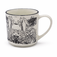 Cuire Floral Black & White Ceramic Coffee Mug | Mug for Him & Her | Perfect for Gifting | 350ml (Set of 1)