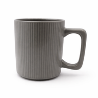 Cuire Ribbed Grey Ceramic Coffee Mug | Mug for Him & Her | Perfect for Gifting | 380ml (Set of 1)
