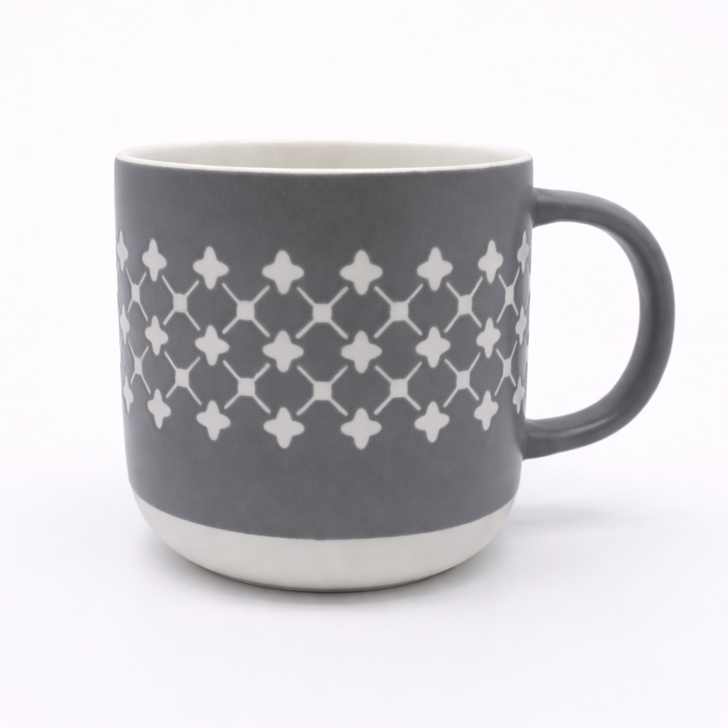 Cuire Grey Floral Ceramic Coffee Mug | Mug for Him & Her | Perfect for Gifting | 365ml (Set of 1)
