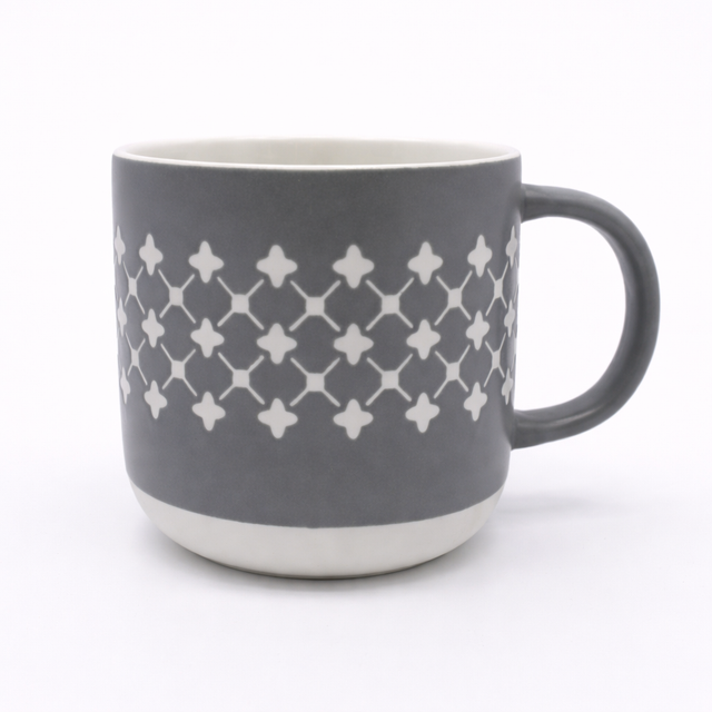 Cuire Grey Floral Ceramic Coffee Mug | Mug for Him & Her | Perfect for Gifting | 365ml (Set of 1)