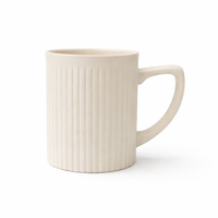Cuire Ribbed White Ceramic Coffee Mug | Mug for Him & Her | Perfect for Gifting | 340ml (Set of 1)