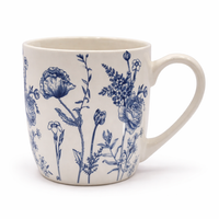 Cuire Floral Blue & White Ceramic Coffee Mug | Mug for Him & Her | Perfect for Gifting | 580ml (Set of 1)
