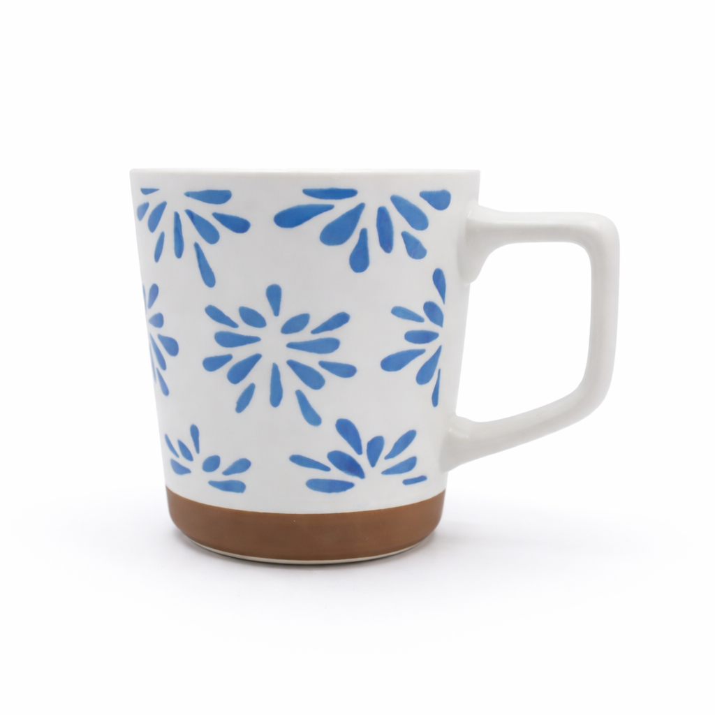 Cuire Blue Large Print Ceramic Coffee Mug | Mug for Him & Her | Perfect for Gifting | 450ml (Set of 1)