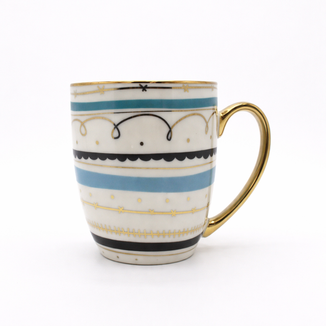 Cuire Golden Designer Ceramic Coffee Mug | Mug for Him & Her | Perfect for Gifting | 370ml (Set of 1)