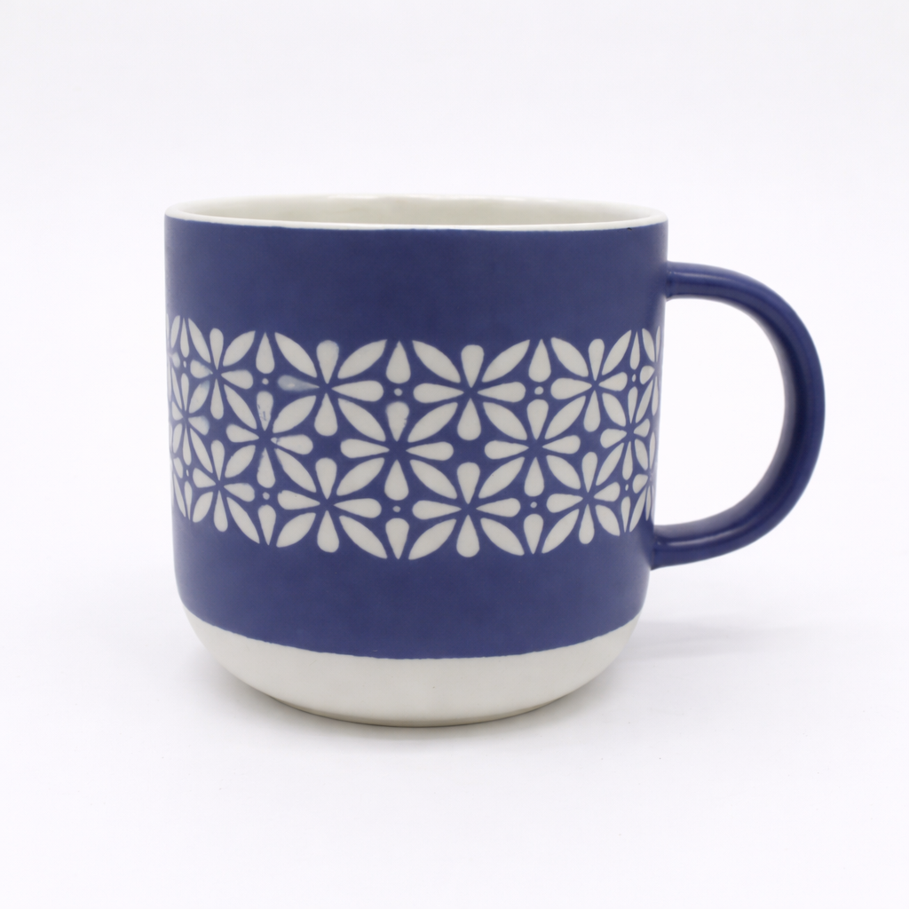 Cuire Blue Floral Ceramic Coffee Mug | Mug for Him & Her | Perfect for Gifting | 365ml (Set of 1)