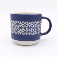 Cuire Blue Floral Ceramic Coffee Mug | Mug for Him & Her | Perfect for Gifting | 365ml (Set of 1)