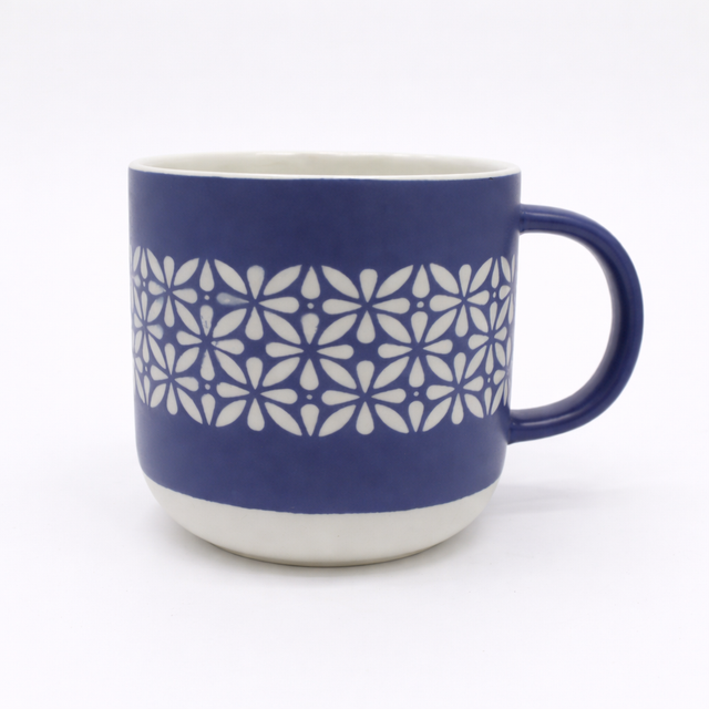 Cuire Blue Floral Ceramic Coffee Mug | Mug for Him & Her | Perfect for Gifting | 365ml (Set of 1)