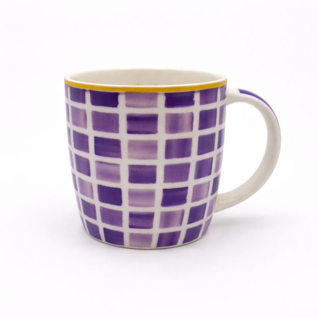 Cuire Purple Pattern Ceramic Coffee Mug | Mug for Him & Her | Perfect for Gifting | 360ml (Set of 1)