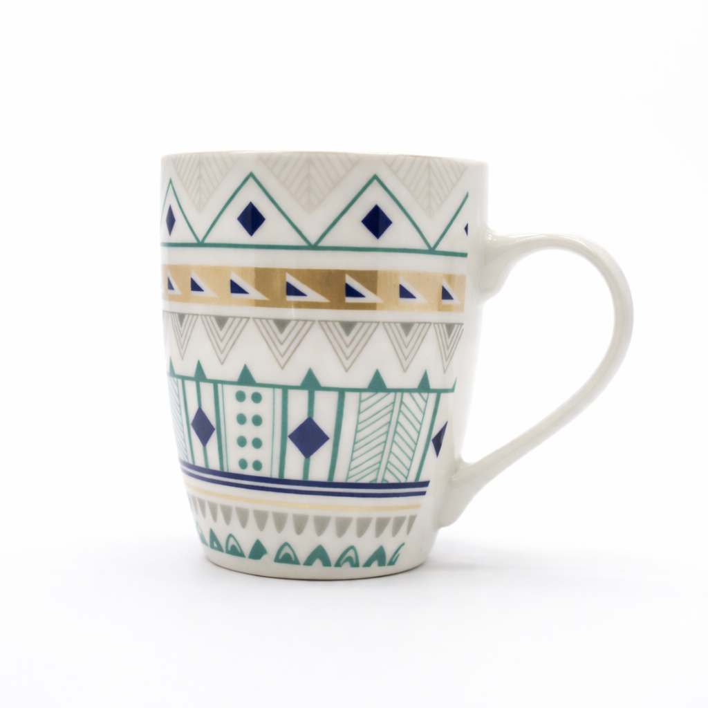 Cuire Geometric Print Ceramic Coffee Mug | Mug for Him & Her | Perfect for Gifting | 350ml (Set of 1)