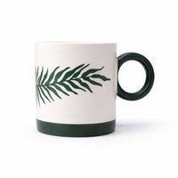 Cuire Green Fern Ceramic Coffee Mug | Mug for Him & Her | Perfect for Gifting | 370ml (Set of 1)