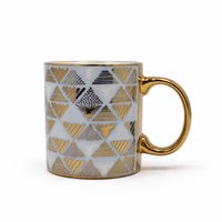 Cuire Floral Golden Ceramic Coffee Mug | Mug for Him & Her | Perfect for Gifting | 370ml (Set of 1)