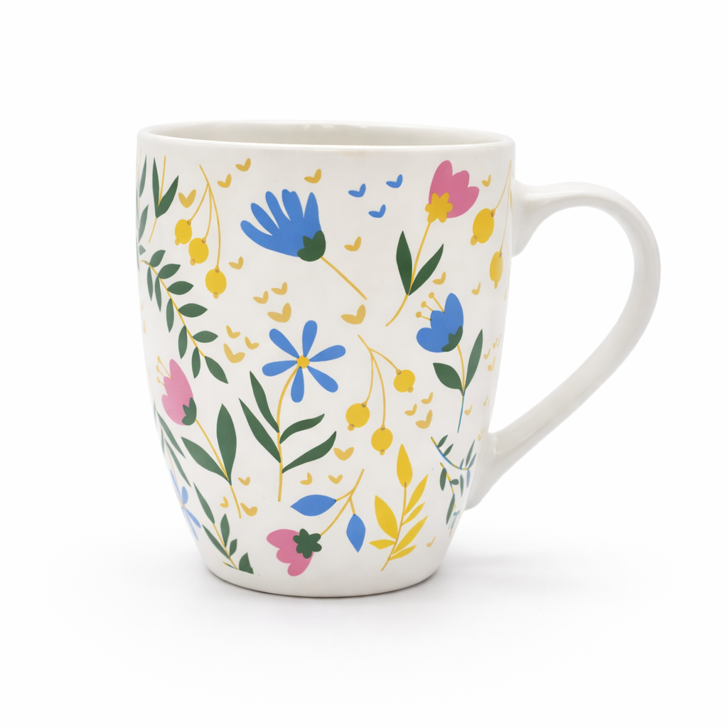 Cuire Ceramic Floral Wildflower Coffee Mug | Mug for Him & Her | Perfect for Gifting | 350ml (Set of 1)