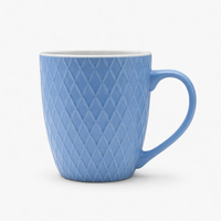 Cuire Diamond Pattern Blue Ceramic Coffee Mug | Mug for Him & Her | Perfect for Gifting | 400ml (Set of 1)