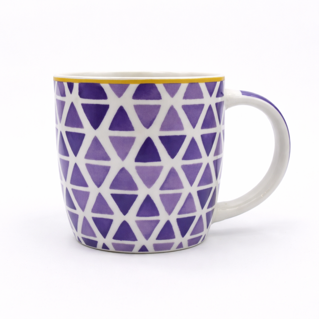 Cuire Purple Pattern Ceramic Coffee Mug | Mug for Him & Her | Perfect for Gifting | 360ml (Set of 1)