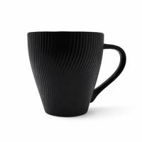 Cuire Black Ribbed Ceramic Coffee Mug | Mug for Him & Her | Perfect for Gifting | 360ml (Set of 1)
